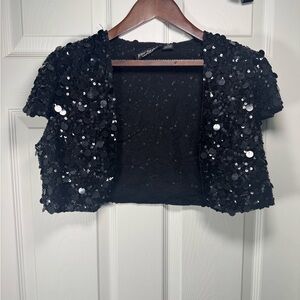 Vintage Y2K Betsey Johnson Bubble Sequin Mini Crop Cardigan Womens Size Small